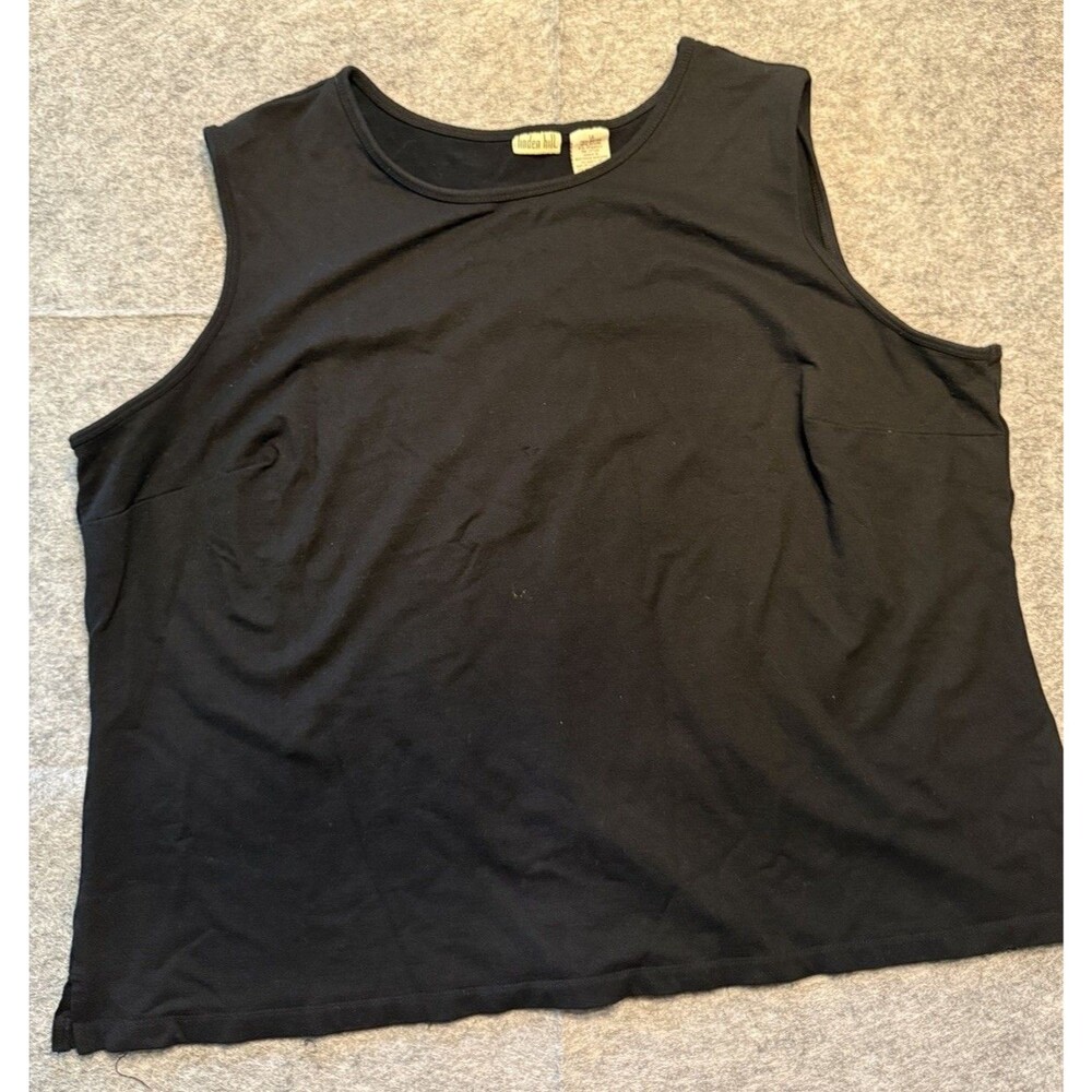 Linden Hill Women’s Plus Tank Top Black Solid Round Neck Sleeveless Stretch 1X